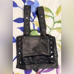 Black Studded Leather Shoulder Bag